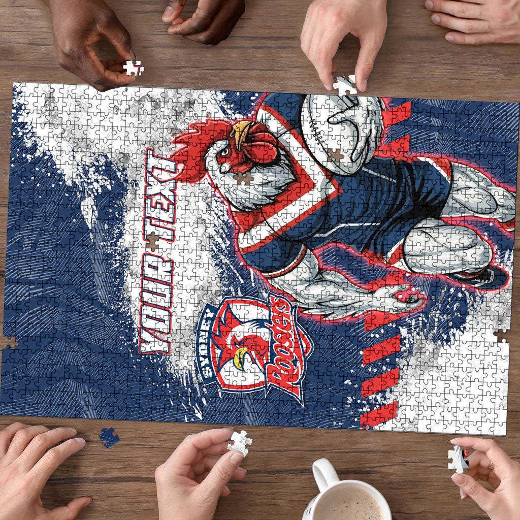 Personalized Sydney Roosters Rugby Puzzle Rooster Mascot - Sporty Splash Art Style