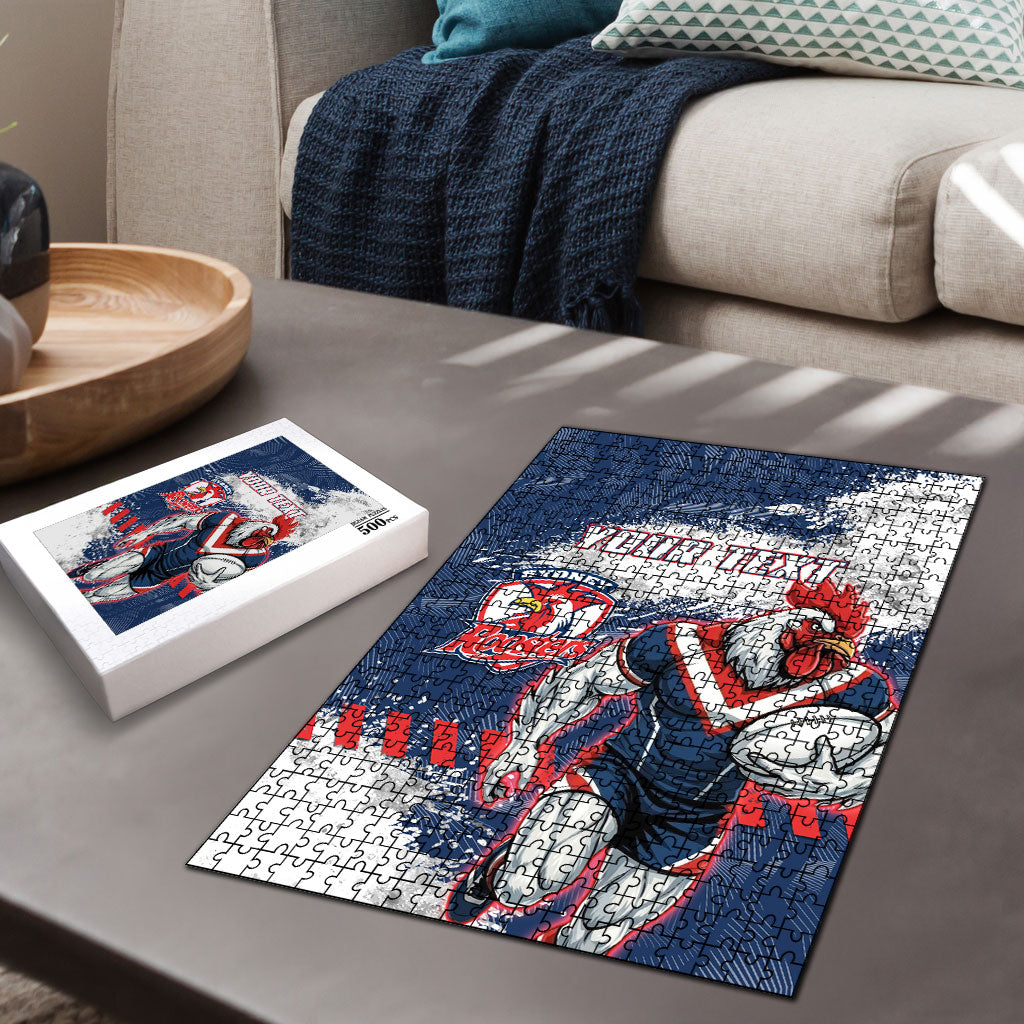 Personalized Sydney Roosters Rugby Puzzle Rooster Mascot - Sporty Splash Art Style