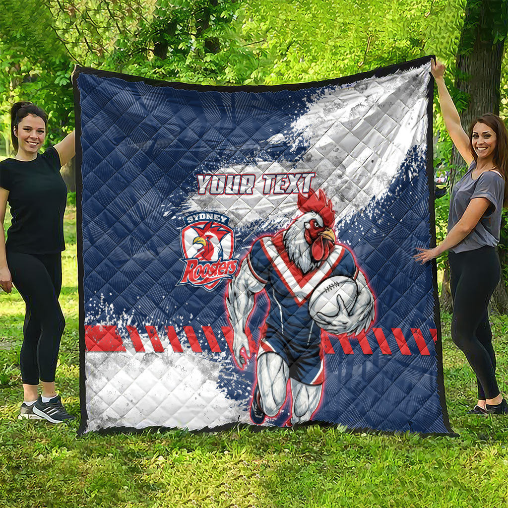 Personalized Sydney Roosters Rugby Quilt Rooster Mascot - Sporty Splash Art Style
