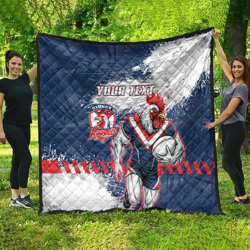 Personalized Sydney Roosters Rugby Quilt Rooster Mascot - Sporty Splash Art Style
