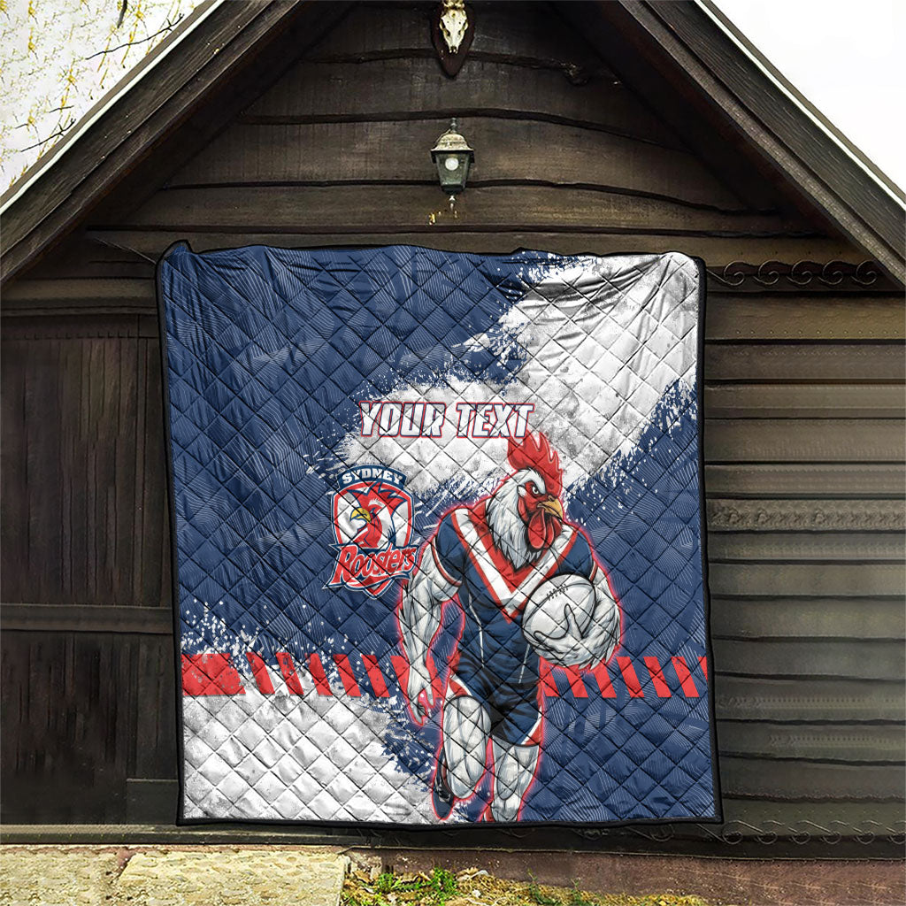 Personalized Sydney Roosters Rugby Quilt Rooster Mascot - Sporty Splash Art Style