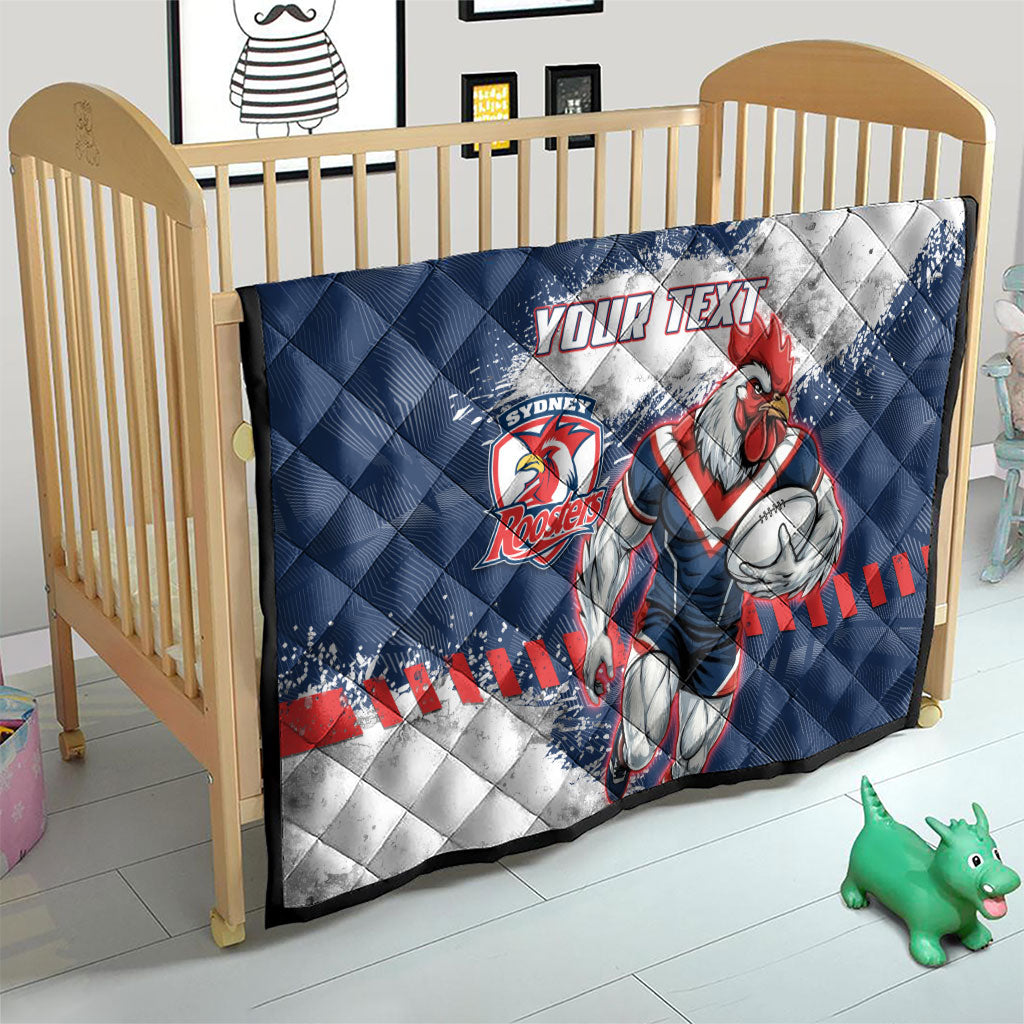 Personalized Sydney Roosters Rugby Quilt Rooster Mascot - Sporty Splash Art Style