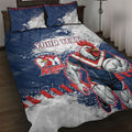 Personalized Sydney Roosters Rugby Quilt Bed Set Rooster Mascot - Sporty Splash Art Style