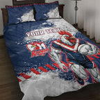 Personalized Sydney Roosters Rugby Quilt Bed Set Rooster Mascot - Sporty Splash Art Style