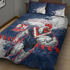 Personalized Sydney Roosters Rugby Quilt Bed Set Rooster Mascot - Sporty Splash Art Style
