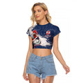 Personalized Sydney Roosters Rugby Raglan Cropped T Shirt Rooster Mascot - Sporty Splash Art Style