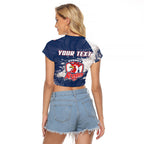 Personalized Sydney Roosters Rugby Raglan Cropped T Shirt Rooster Mascot - Sporty Splash Art Style