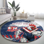 Personalized Sydney Roosters Rugby Round Carpet Rooster Mascot - Sporty Splash Art Style
