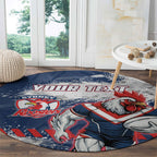 Personalized Sydney Roosters Rugby Round Carpet Rooster Mascot - Sporty Splash Art Style