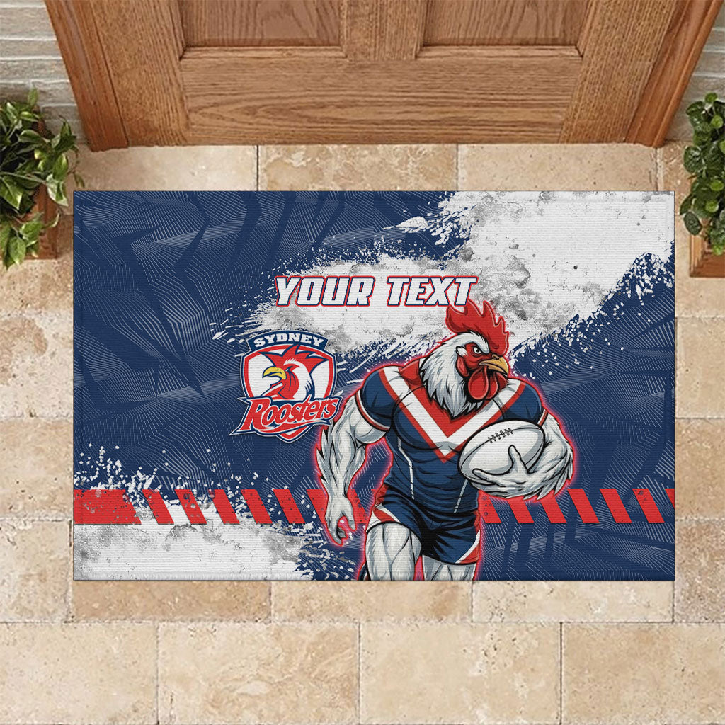 Personalized Sydney Roosters Rugby Rubber Doormat Rooster Mascot - Sporty Splash Art Style