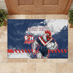 Personalized Sydney Roosters Rugby Rubber Doormat Rooster Mascot - Sporty Splash Art Style