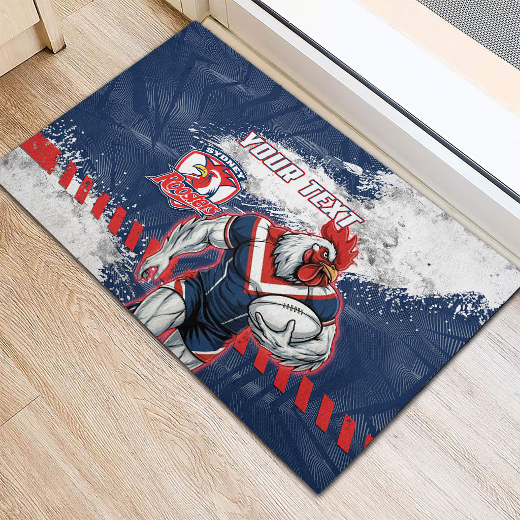 Personalized Sydney Roosters Rugby Rubber Doormat Rooster Mascot - Sporty Splash Art Style