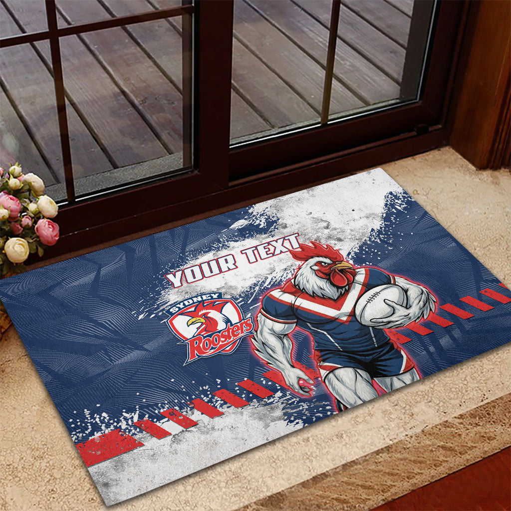 Personalized Sydney Roosters Rugby Rubber Doormat Rooster Mascot - Sporty Splash Art Style