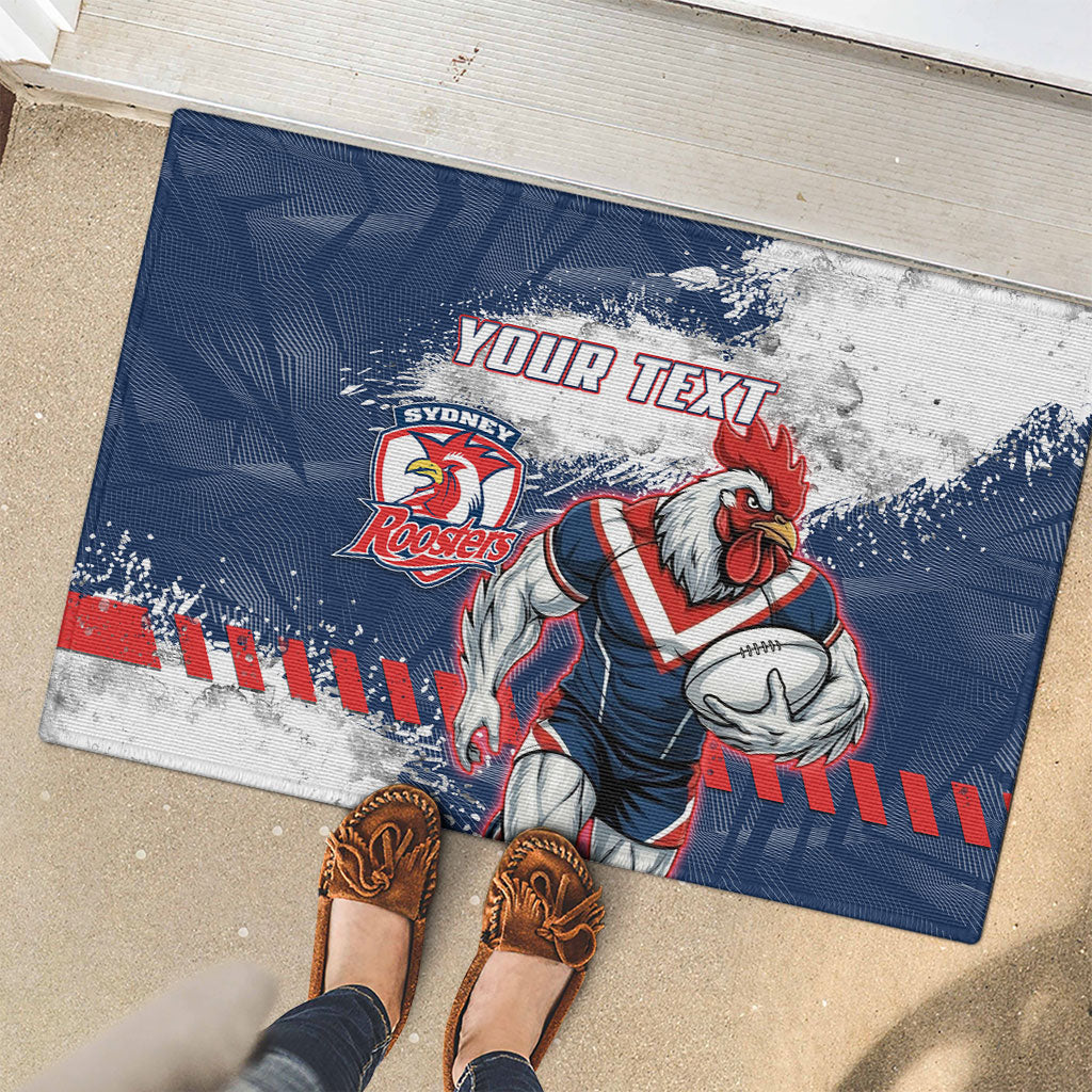 Personalized Sydney Roosters Rugby Rubber Doormat Rooster Mascot - Sporty Splash Art Style