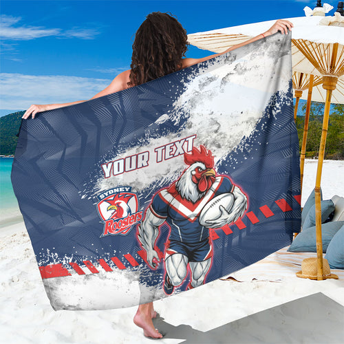 Personalized Sydney Roosters Rugby Sarong Rooster Mascot - Sporty Splash Art Style