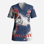 Personalized Sydney Roosters Rugby Scrub Top Rooster Mascot - Sporty Splash Art Style