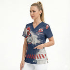 Personalized Sydney Roosters Rugby Scrub Top Rooster Mascot - Sporty Splash Art Style