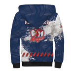 Personalized Sydney Roosters Rugby Sherpa Hoodie Rooster Mascot - Sporty Splash Art Style