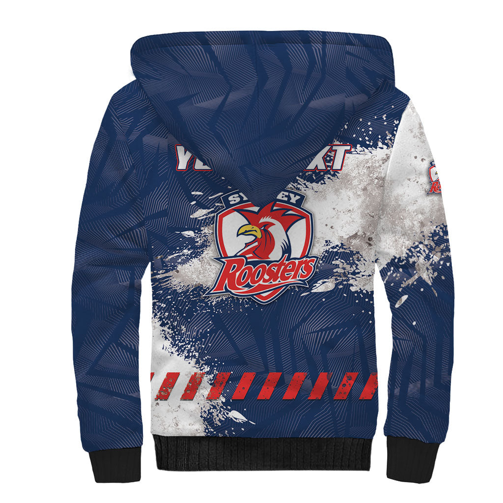 Personalized Sydney Roosters Rugby Sherpa Hoodie Rooster Mascot - Sporty Splash Art Style