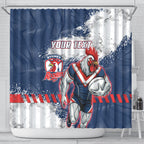Personalized Sydney Roosters Rugby Shower Curtain Rooster Mascot - Sporty Splash Art Style