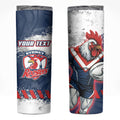 Personalized Sydney Roosters Rugby Skinny Tumbler Rooster Mascot - Sporty Splash Art Style
