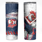 Personalized Sydney Roosters Rugby Skinny Tumbler Rooster Mascot - Sporty Splash Art Style