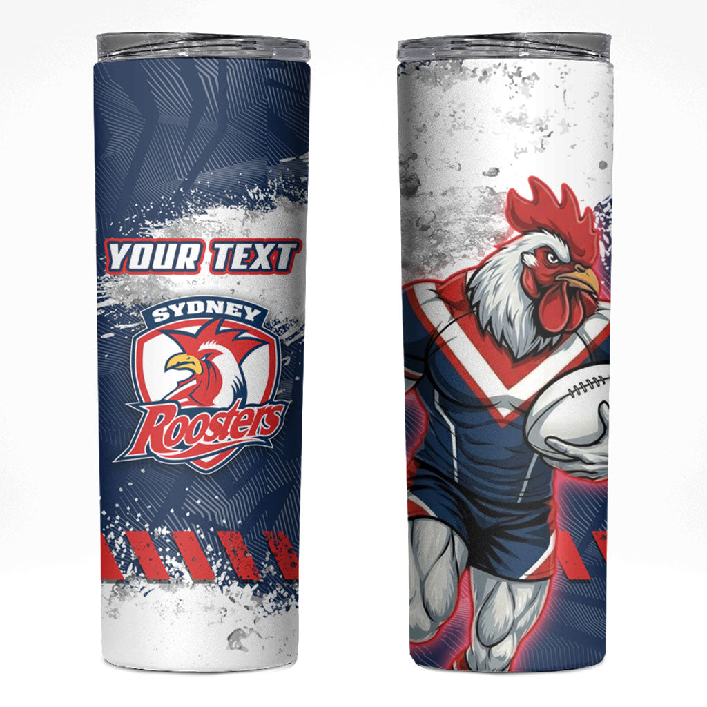 Personalized Sydney Roosters Rugby Skinny Tumbler Rooster Mascot - Sporty Splash Art Style