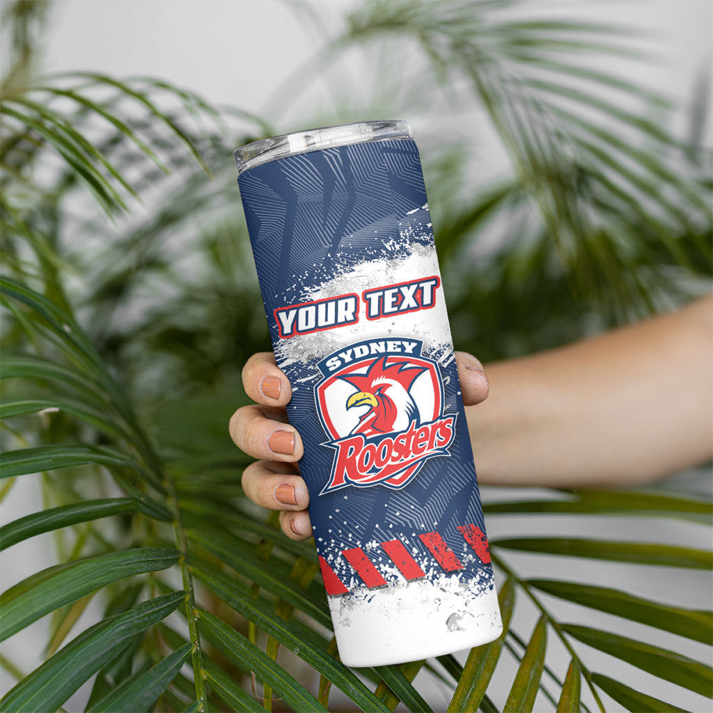 Personalized Sydney Roosters Rugby Skinny Tumbler Rooster Mascot - Sporty Splash Art Style