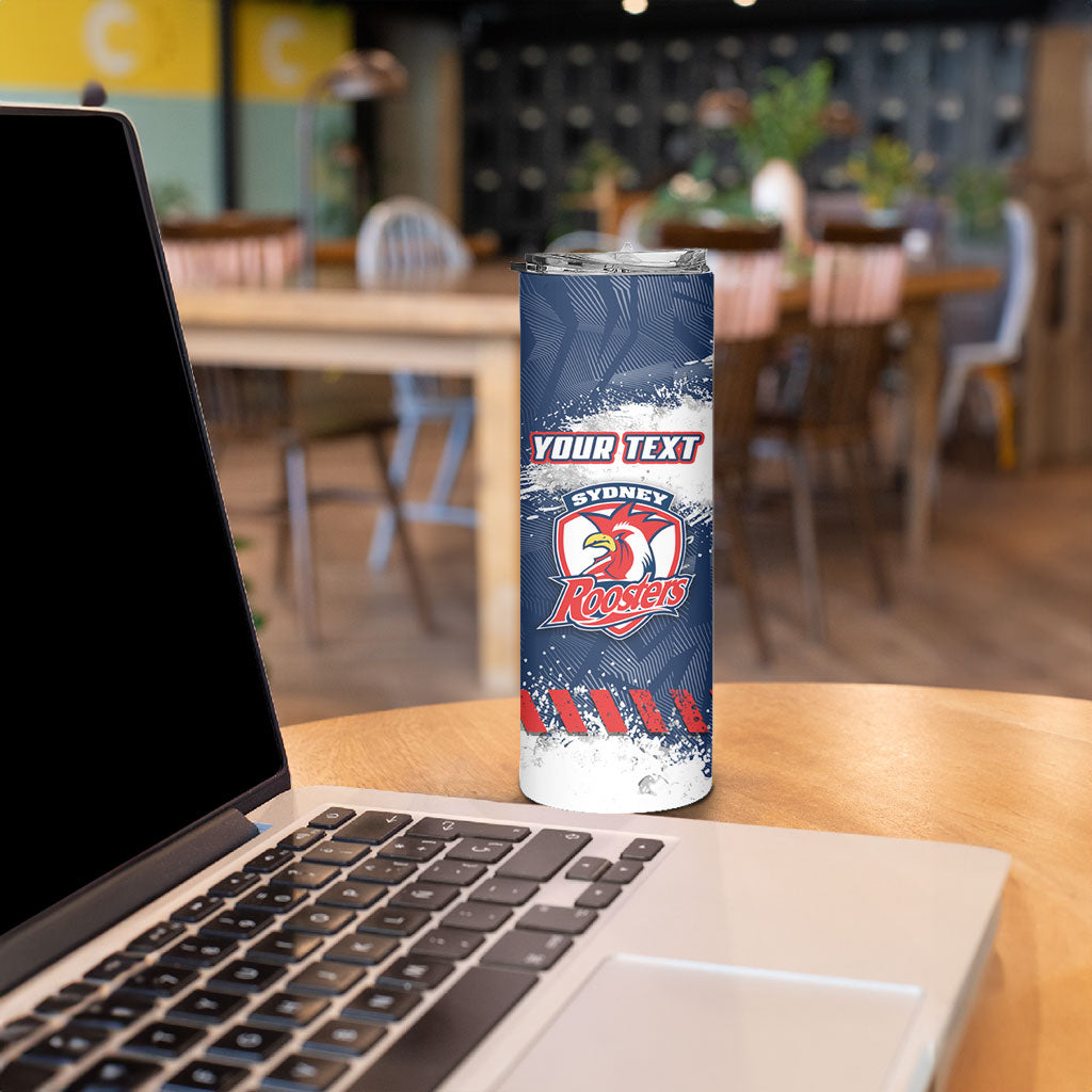 Personalized Sydney Roosters Rugby Skinny Tumbler Rooster Mascot - Sporty Splash Art Style