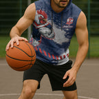 Personalized Sydney Roosters Rugby Sleeveless Hoodie Rooster Mascot - Sporty Splash Art Style