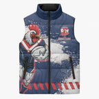 Personalized Sydney Roosters Rugby Sleeveless Puffer Jacket Rooster Mascot - Sporty Splash Art Style