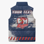 Personalized Sydney Roosters Rugby Sleeveless Puffer Jacket Rooster Mascot - Sporty Splash Art Style