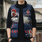 Personalized Sydney Roosters Rugby Sleeveless Puffer Jacket Rooster Mascot - Sporty Splash Art Style