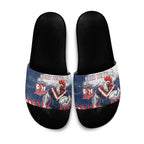 Personalized Sydney Roosters Rugby Slide Sandals Rooster Mascot - Sporty Splash Art Style