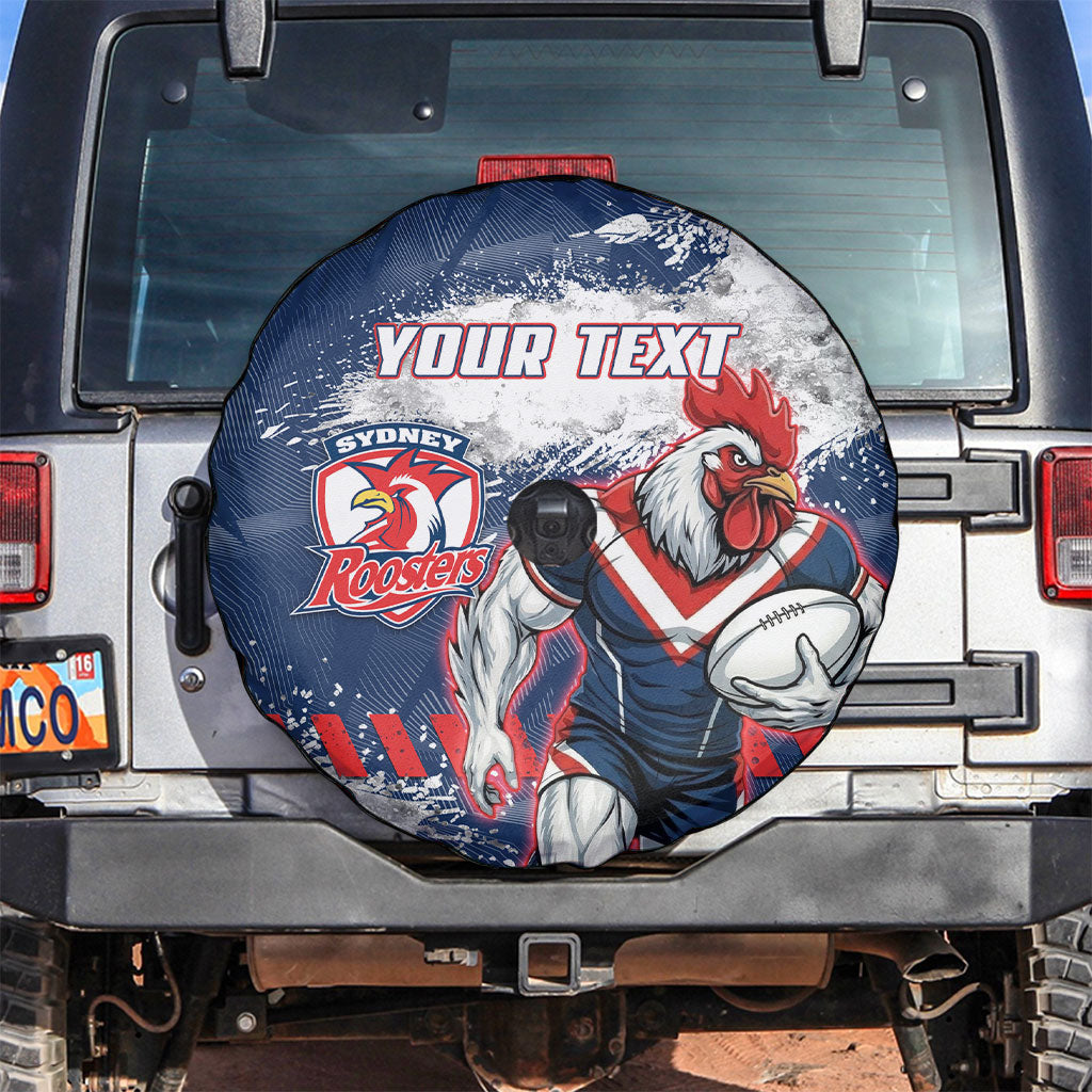 Personalized Sydney Roosters Rugby Spare Tire Cover Rooster Mascot - Sporty Splash Art Style
