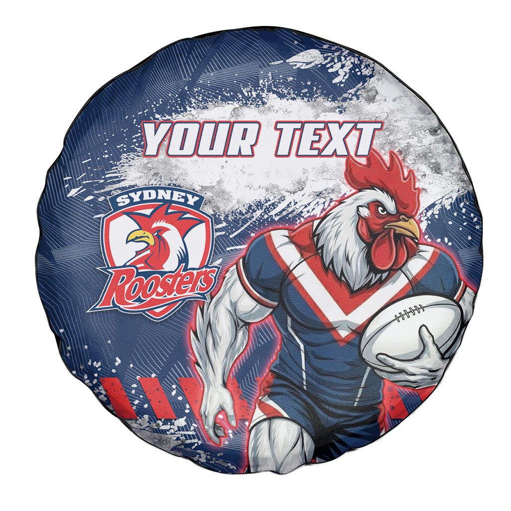 Personalized Sydney Roosters Rugby Spare Tire Cover Rooster Mascot - Sporty Splash Art Style