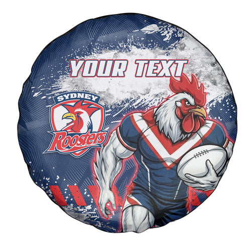 Personalized Sydney Roosters Rugby Spare Tire Cover Rooster Mascot - Sporty Splash Art Style