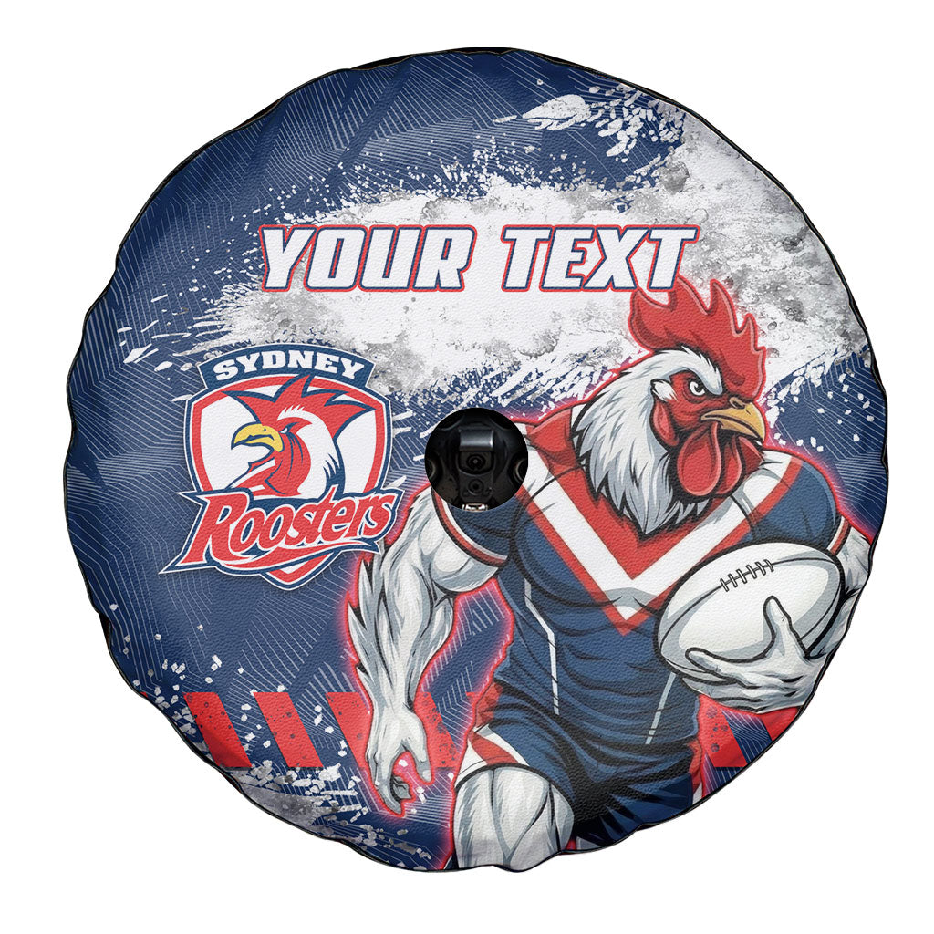 Personalized Sydney Roosters Rugby Spare Tire Cover Rooster Mascot - Sporty Splash Art Style