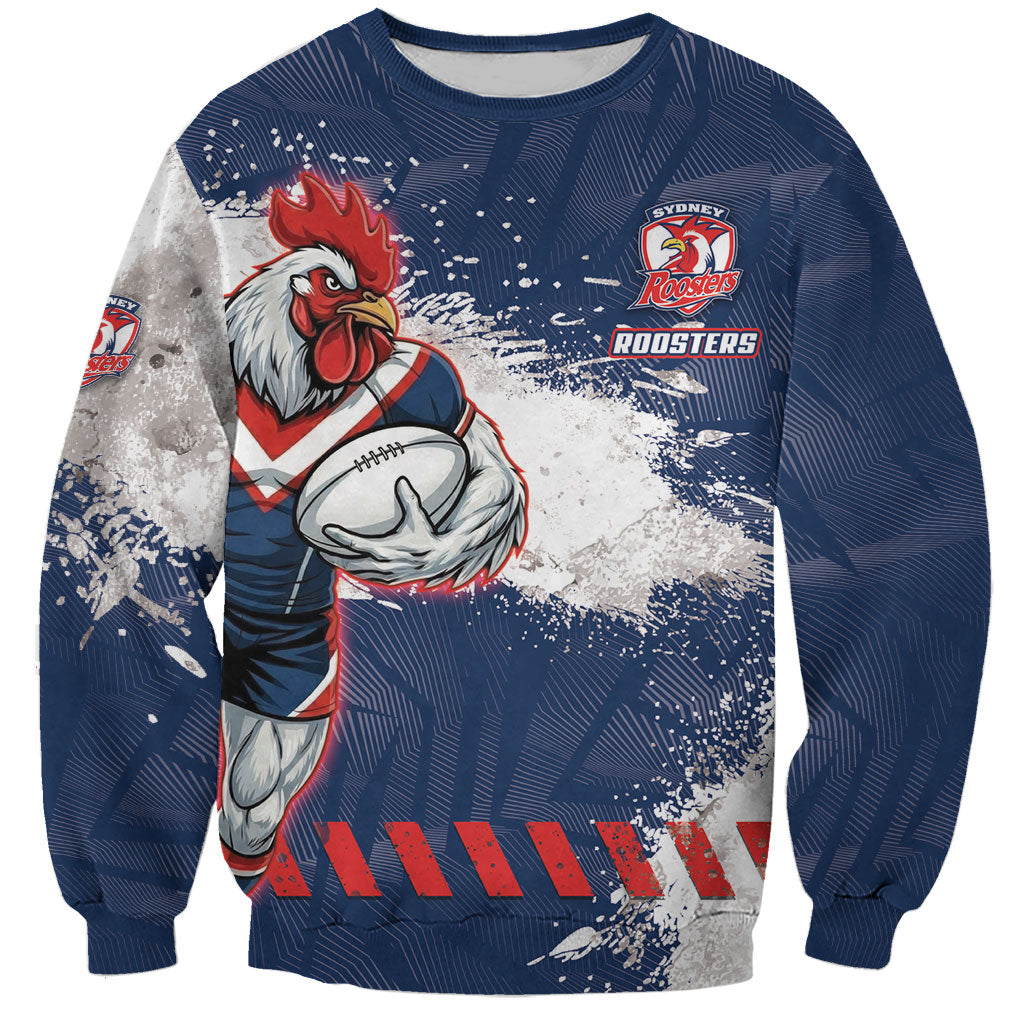 Personalized Sydney Roosters Rugby Sweatshirt Rooster Mascot - Sporty Splash Art Style