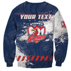 Personalized Sydney Roosters Rugby Sweatshirt Rooster Mascot - Sporty Splash Art Style