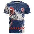 Personalized Sydney Roosters Rugby T Shirt Rooster Mascot - Sporty Splash Art Style