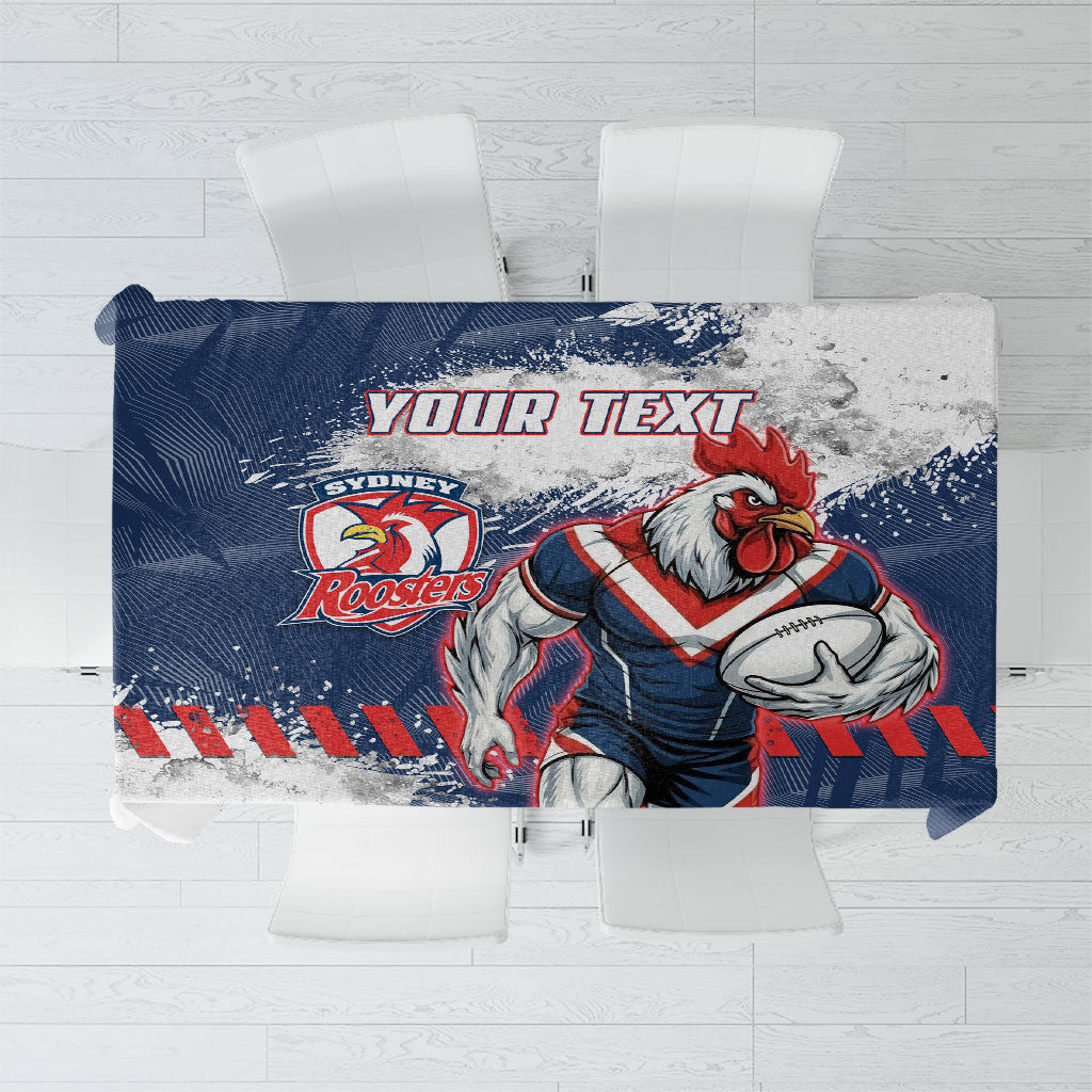 Personalized Sydney Roosters Rugby Tablecloth Rooster Mascot - Sporty Splash Art Style