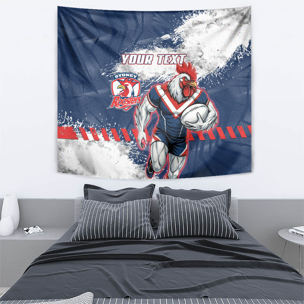 Personalized Sydney Roosters Rugby Tapestry Rooster Mascot - Sporty Splash Art Style