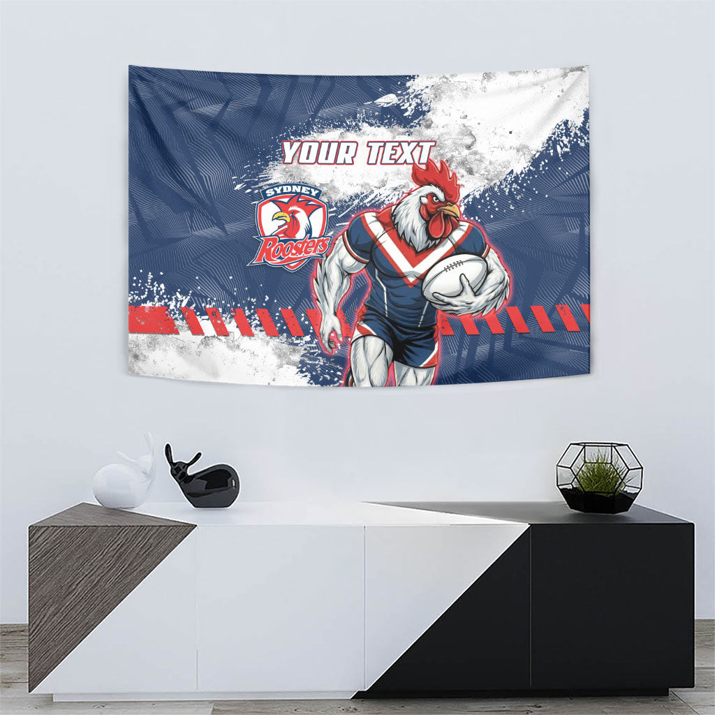 Personalized Sydney Roosters Rugby Tapestry Rooster Mascot - Sporty Splash Art Style