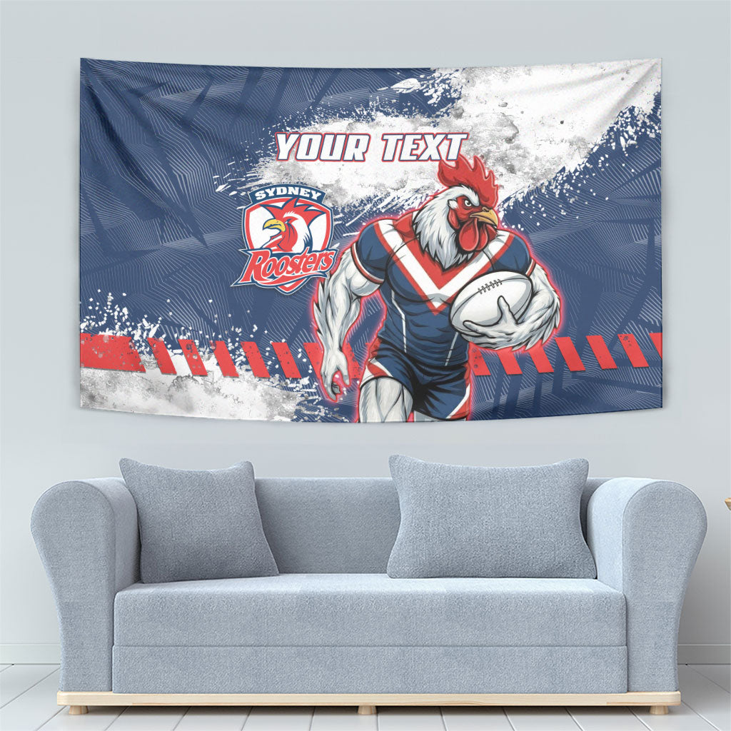 Personalized Sydney Roosters Rugby Tapestry Rooster Mascot - Sporty Splash Art Style