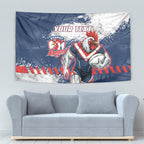 Personalized Sydney Roosters Rugby Tapestry Rooster Mascot - Sporty Splash Art Style