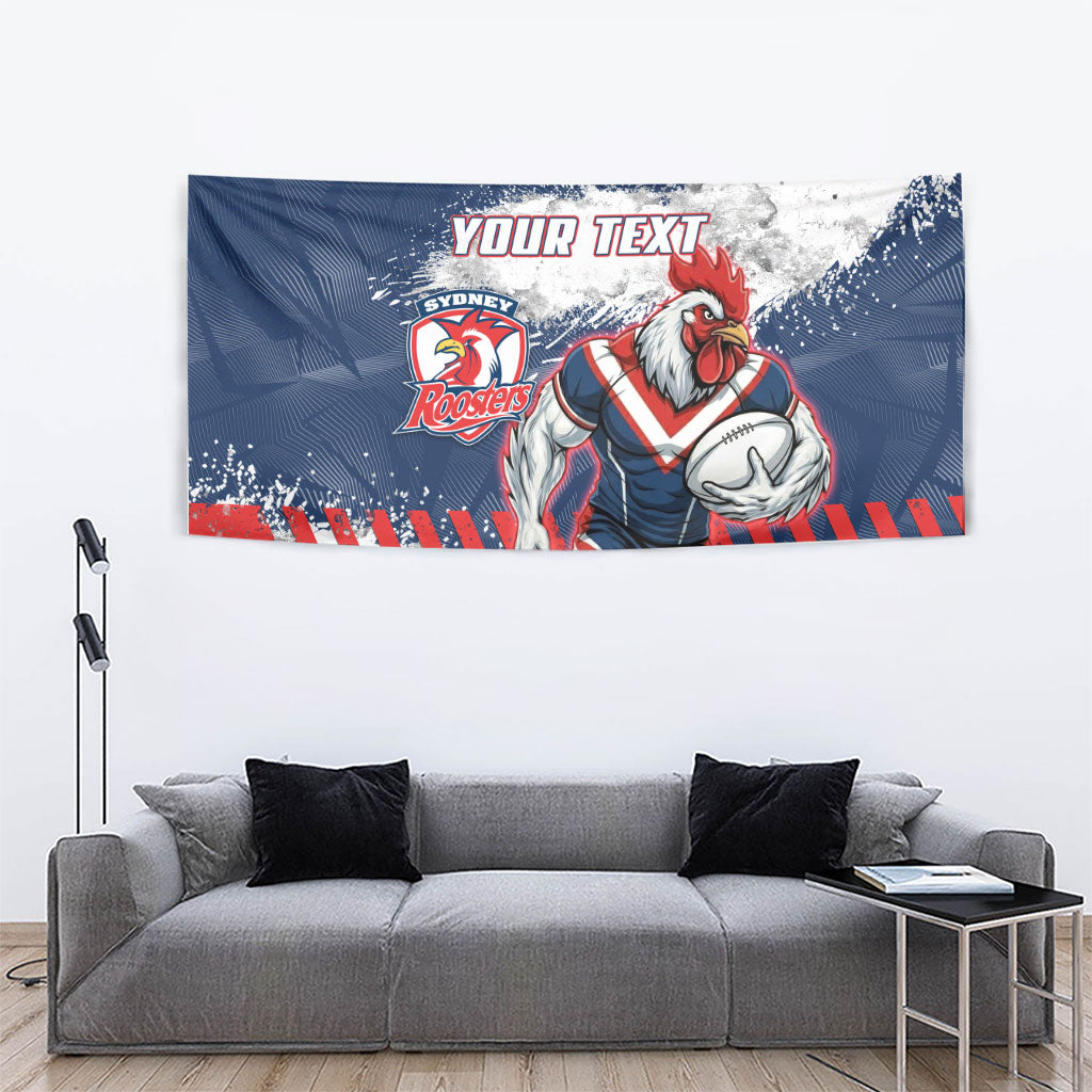 Personalized Sydney Roosters Rugby Tapestry Rooster Mascot - Sporty Splash Art Style
