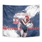 Personalized Sydney Roosters Rugby Tapestry Rooster Mascot - Sporty Splash Art Style