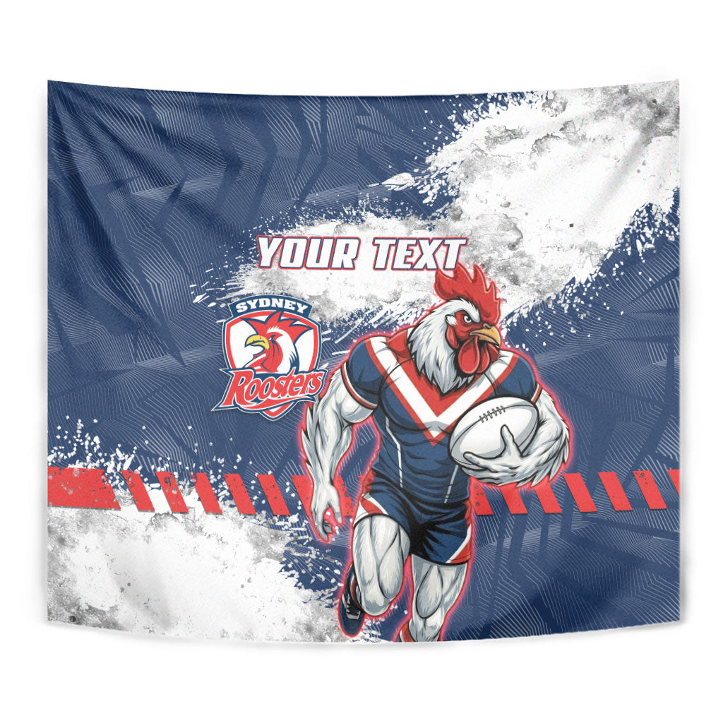 Personalized Sydney Roosters Rugby Tapestry Rooster Mascot - Sporty Splash Art Style