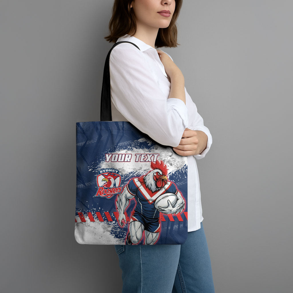 Personalized Sydney Roosters Rugby Tote Bag Rooster Mascot - Sporty Splash Art Style